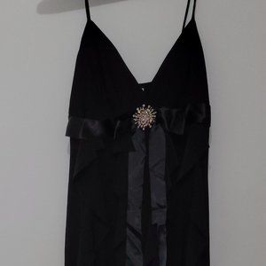 Size 4 - Black Floor Length Gown w/ Ruffles